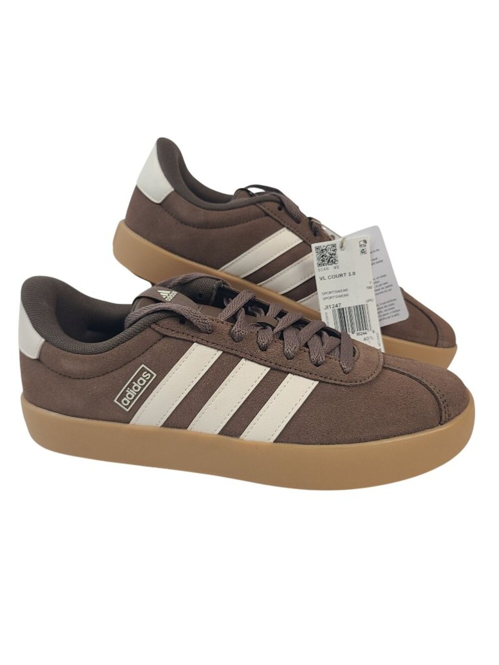 NEW Adidas VL Court 3.0 Women's Sneakers Brown & White Suede Size 8.5